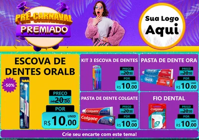 Modelo de Encarte para Encarte A4 Horizontal com o tema Pré-Carnaval Premiado para Higiene Pessoal