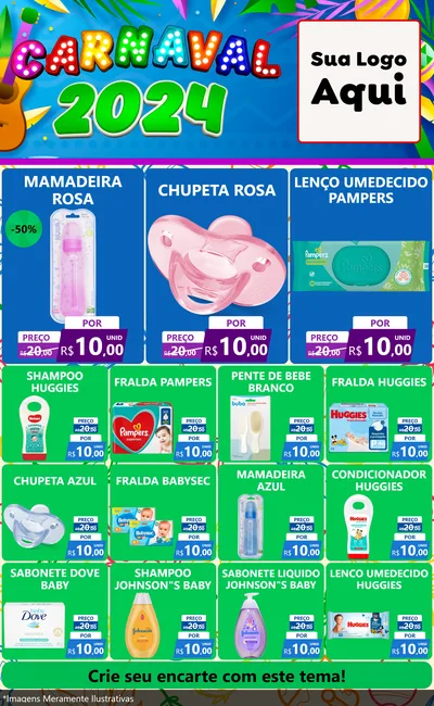 Modelo de Encarte para Encarte Grande com o tema Carnaval 2027 para Bebês