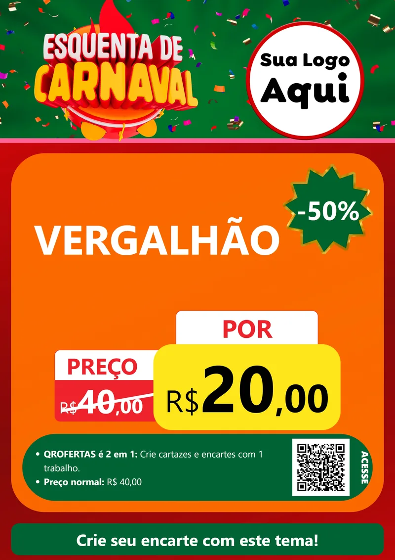 Modelo de Cartaz para Cartaz A4 Vertical com o tema Esquenta de Carnaval para Ferragens