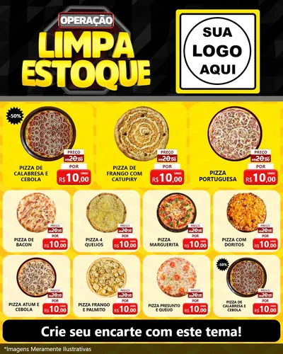 Modelo de Rede Social para Feed Instagram com o tema Operação Limpa Estoque para Pizzaria