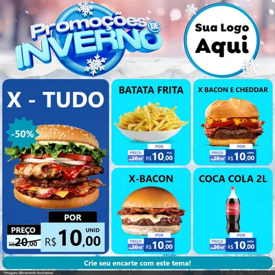 Modelo de Rede Social para Feed Facebook com o tema Promoções de Inverno para Hamburgueria