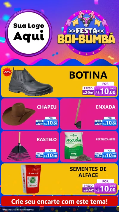 Modelo de TV para TV Vertical com o tema Festa Boi-Bumbá para Agropecuária