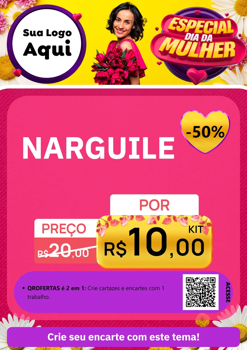 Modelo de Cartaz para Cartaz A4 Vertical com o tema Especial Dia da Mulher para Tabacaria
