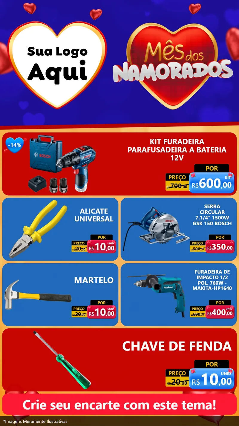 Modelo de TV para TV Vertical com o tema Mês dos Namorados para Maquinas e Ferramentas