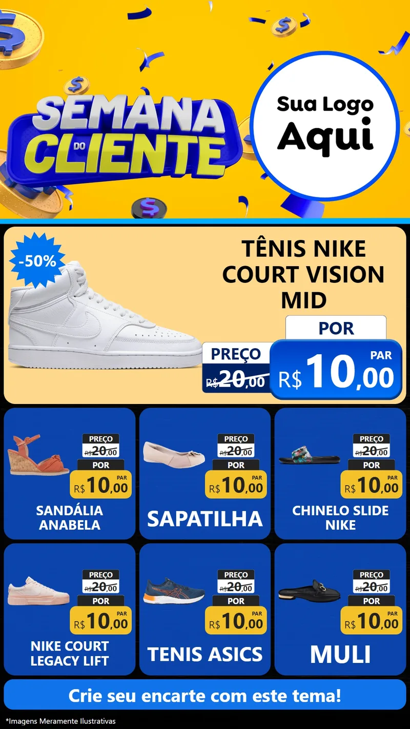 Modelo de Rede Social para Stories com o tema Semana do Cliente para Calçados