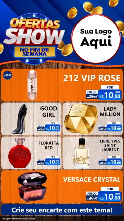 Modelo de TV para TV Vertical com o tema Ofertas Show No Fim De Semana para Perfumes