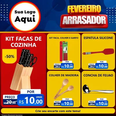 Modelo de Rede Social para Feed Facebook com o tema Fevereiro Arrasador para Utilidades Domésticas