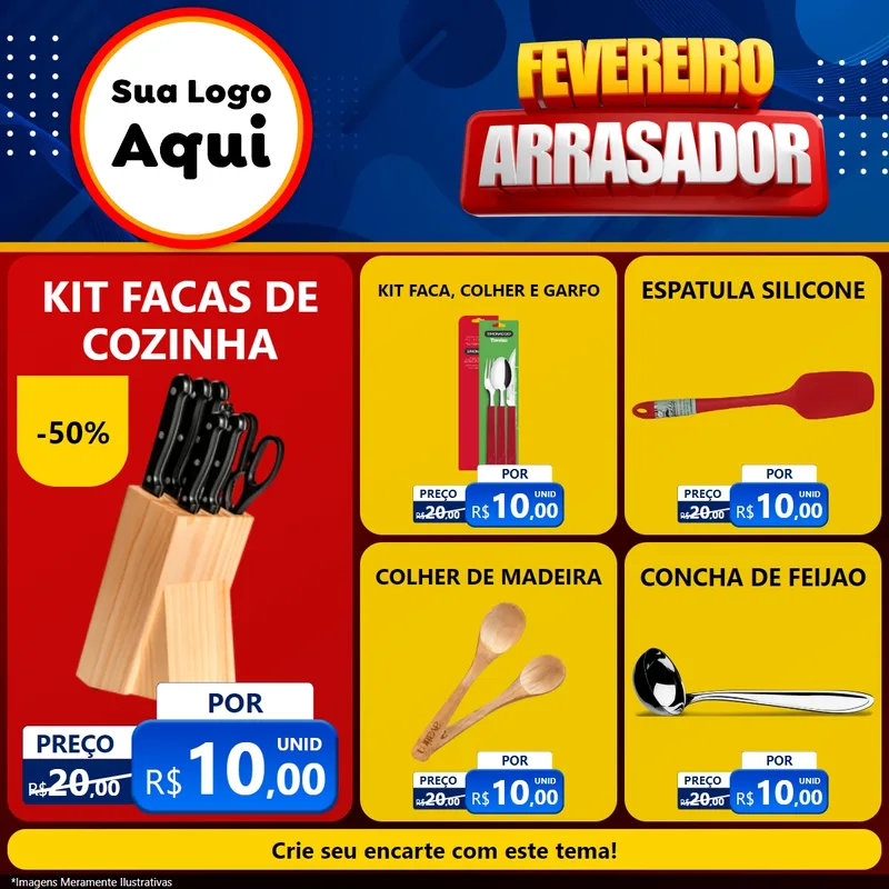 Modelo de Rede Social para Feed Facebook com o tema Fevereiro Arrasador para Utilidades Domésticas