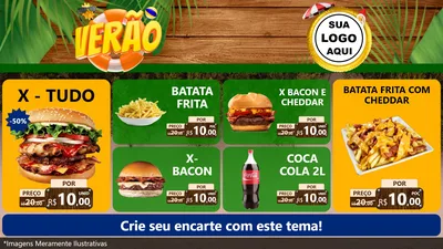 Modelo de TV para TV Horizontal com o tema Verão para Hamburgueria