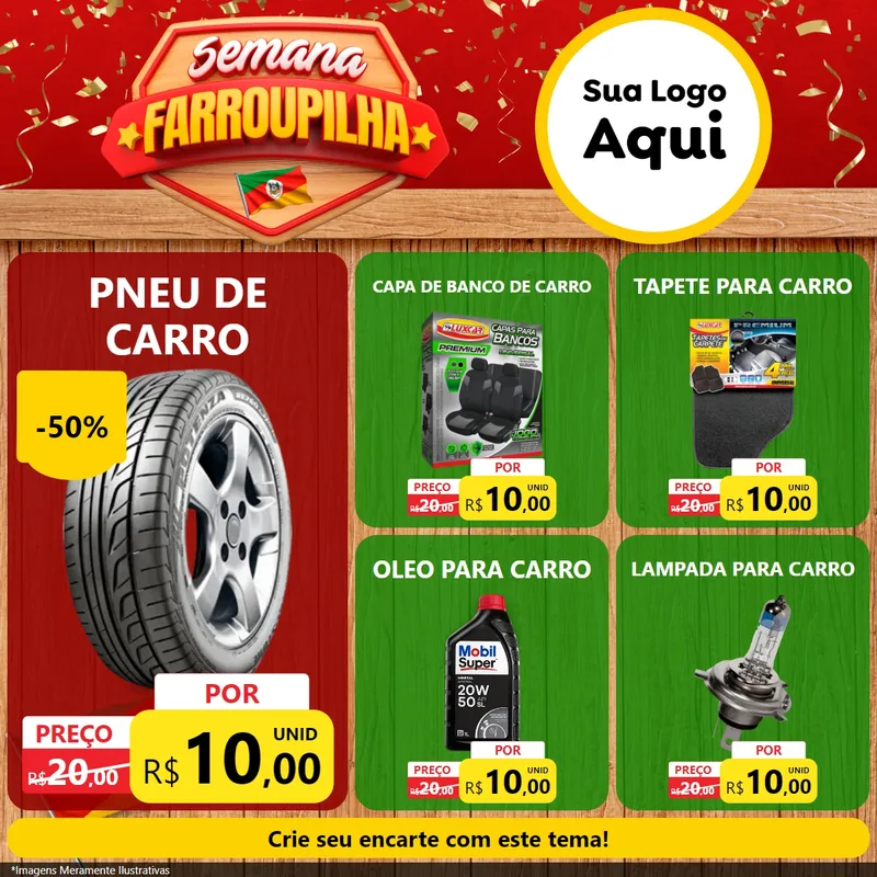 Modelo de Rede Social para Feed Facebook com o tema Semana Farroupilha para Auto peças