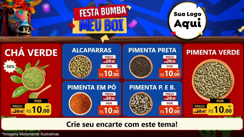 Modelo de TV para TV Horizontal com o tema Festa Bumba meu Boi para Produtos Naturais