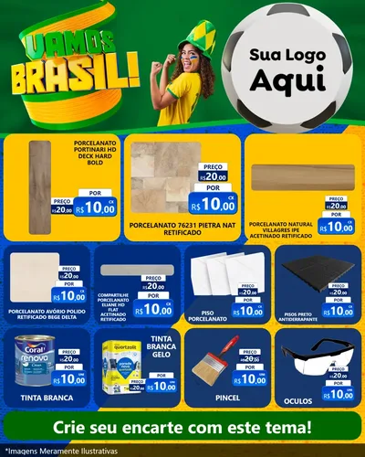 Modelo de Rede Social para Feed Instagram com o tema Vamos Brasil - Copa para Pisos e revestimentos