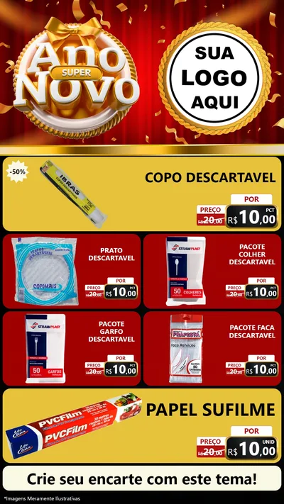Modelo de TV para TV Vertical com o tema Super Ano Novo para Embalagens