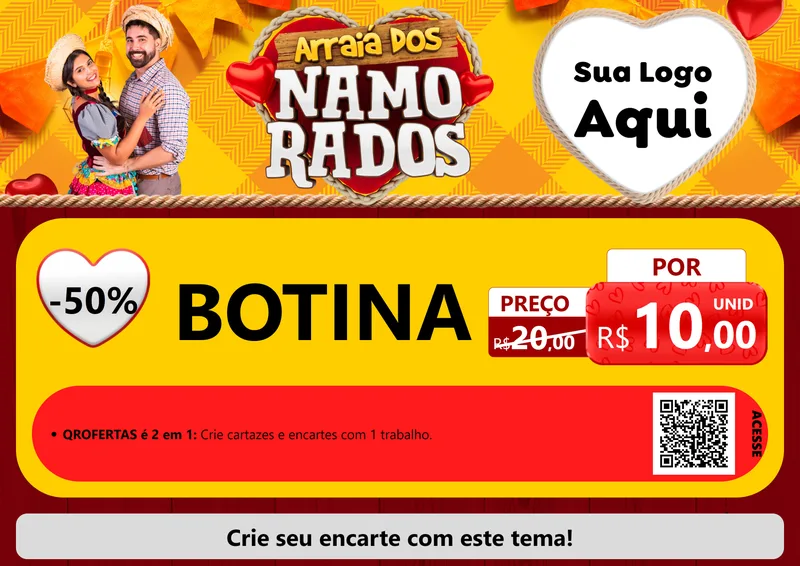 Modelo de Cartaz para Cartaz A4 Horizontal com o tema Arraiá dos Namorados para Agropecuária