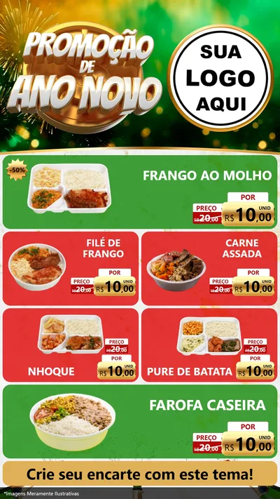 Modelo de TV para TV Vertical com o tema Promoção de Ano Novo para Restaurante