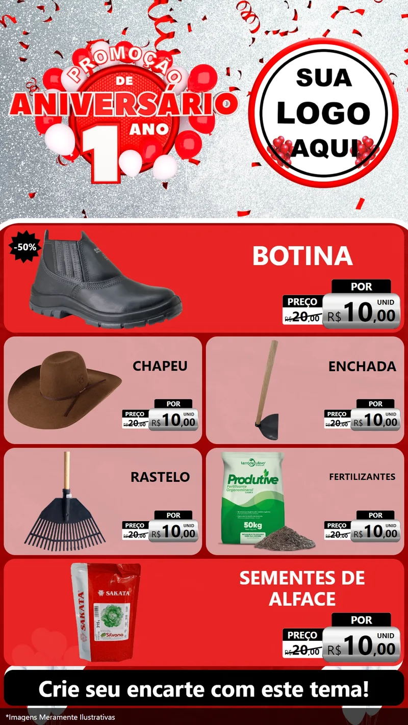 Modelo de TV para TV Vertical com o tema Promoção de Aniversário - 1 Ano para Agropecuária