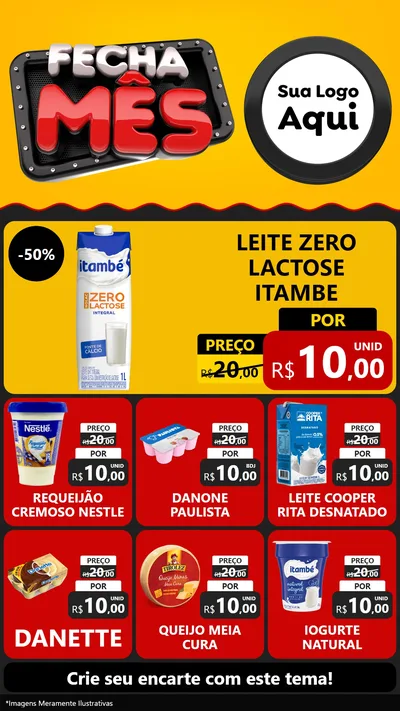 Modelo de Rede Social para Stories com o tema Fecha Mês para Frios e Laticínios