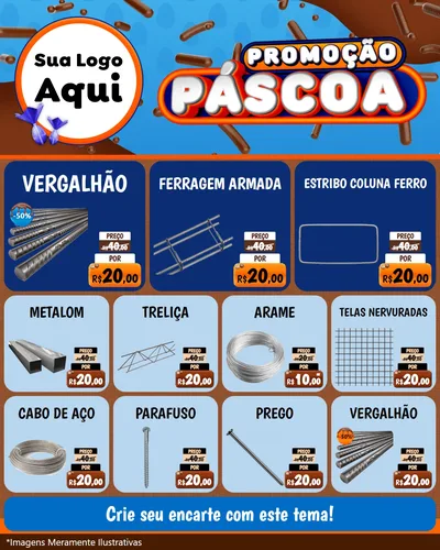 Modelo de Rede Social para Feed Instagram com o tema Promoção Páscoa para Ferragens