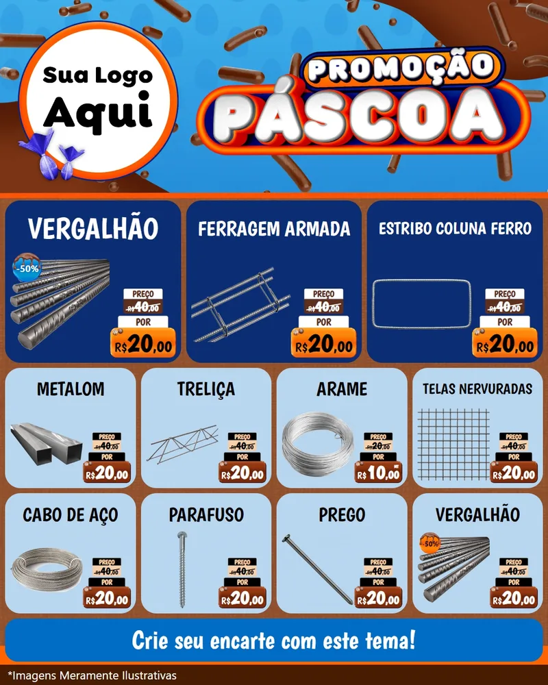 Modelo de Rede Social para Feed Instagram com o tema Promoção Páscoa para Ferragens