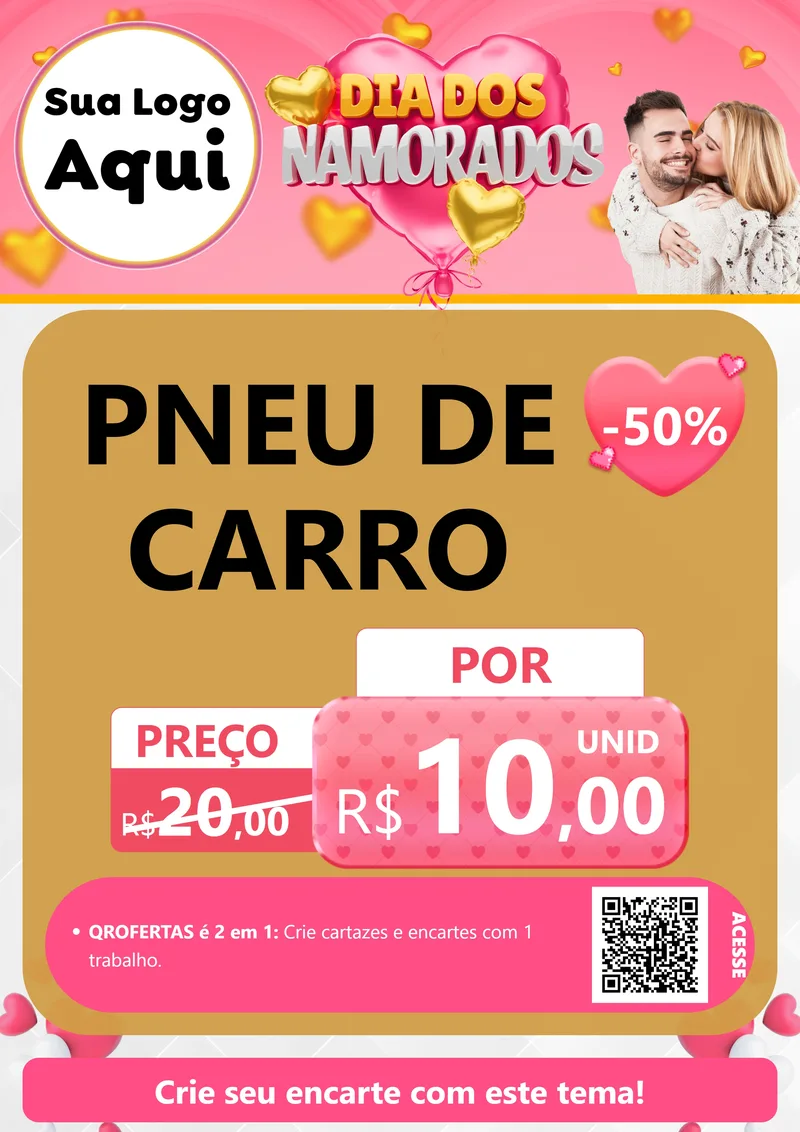 Modelo de Cartaz para Cartaz A4 Vertical com o tema Dia dos Namorados para Auto peças