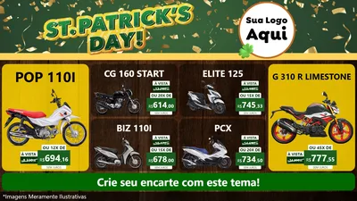 Modelo de TV para TV Horizontal com o tema St Patriks Day para Concessionaria de Motos