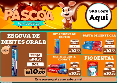 Modelo de Encarte para Encarte A4 Horizontal com o tema Páscoa Fantástica para Higiene Pessoal