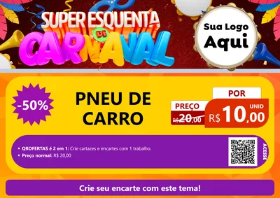 Modelo de Cartaz para Cartaz A4 Horizontal com o tema Super Esquenta de Carnaval para Auto peças