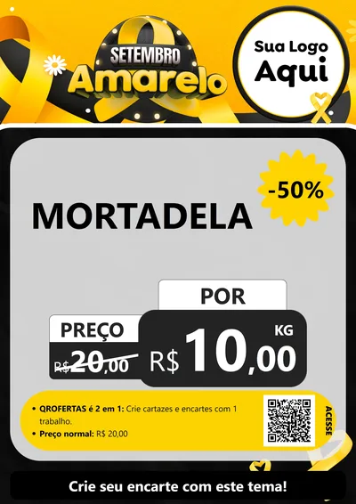 Modelo de Cartaz para Cartaz A4 Vertical com o tema Setembro Amarelo para Frios e Laticínios
