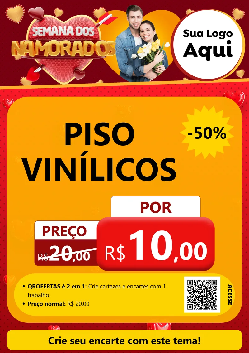 Modelo de Cartaz para Cartaz A4 Vertical com o tema Semana dos Namorados para Material para Construção