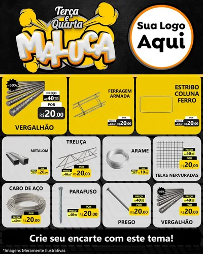 Modelo de Rede Social para Feed Instagram com o tema Terça e Quarta Maluca para Ferragens