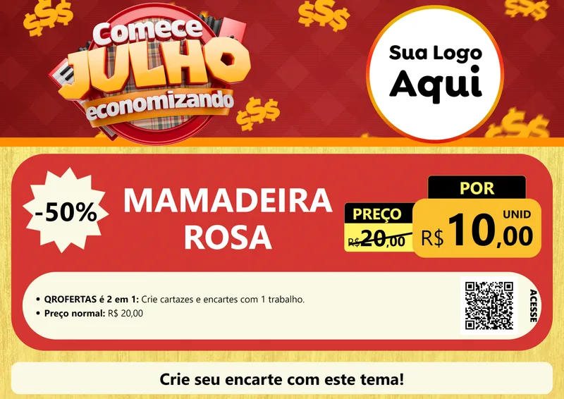 Modelo de Cartaz para Cartaz A4 Horizontal com o tema Comece Julho Economizando para Bebês
