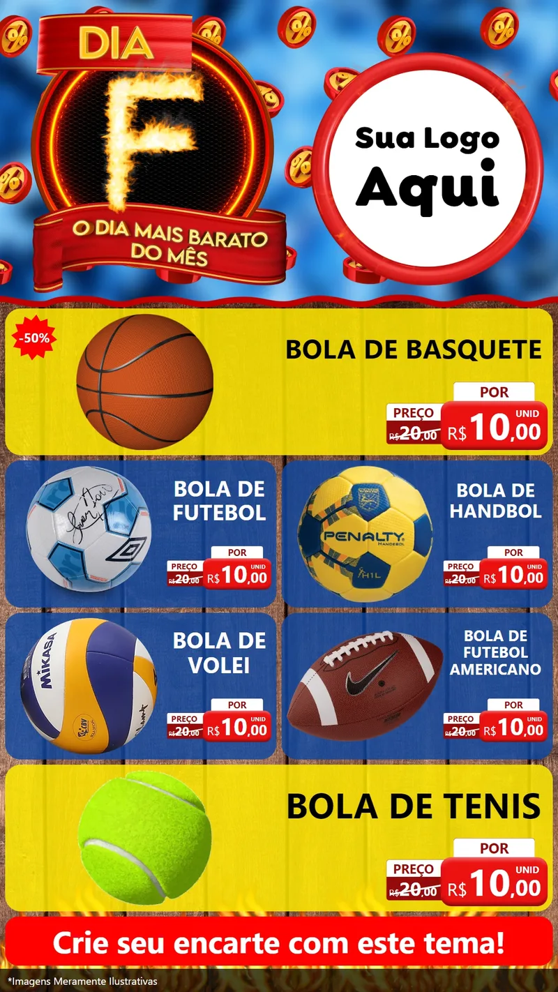 Modelo de TV para TV Vertical com o tema Dia F - O Dia Mais Barato Do Mês para Artigos Esportivos