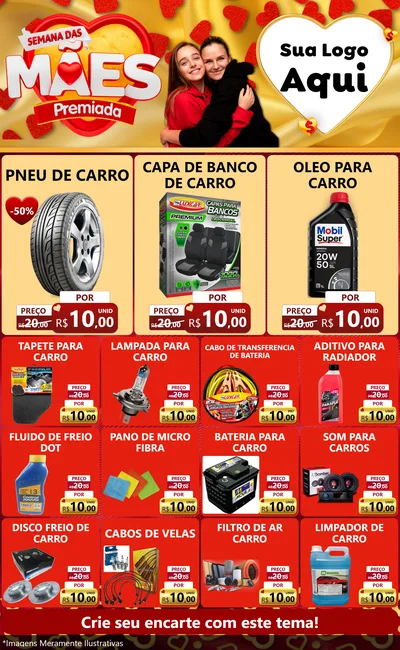 Modelo de Encarte para Encarte Grande com o tema Semana das Mães Premiada para Auto peças