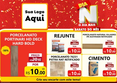 Modelo de Encarte para Encarte A4 Horizontal com o tema Dia N o Dia Mais Barato do Mês para Pisos e revestimentos