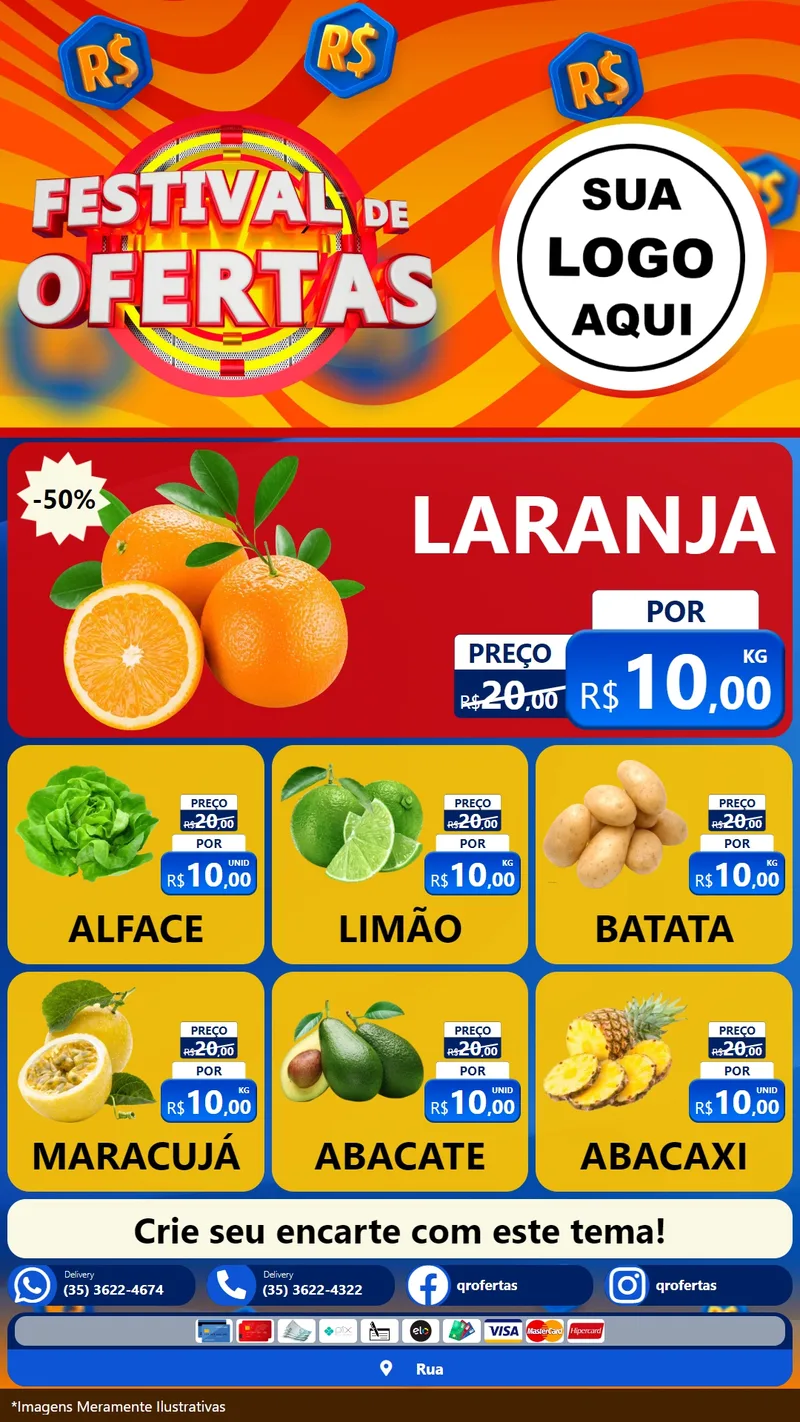 Modelo de Rede Social para Stories com o tema Festival de Ofertas para Hortifrúti
