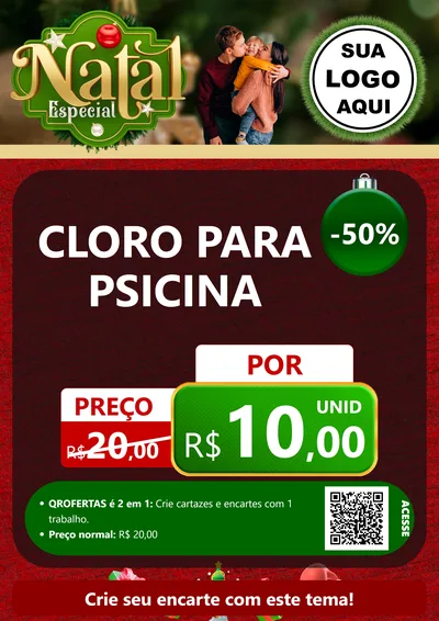 Modelo de Cartaz para Cartaz A4 Vertical com o tema Natal Especial para Produtos para Piscina
