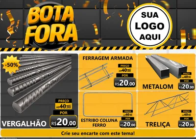 Modelo de Encarte para Encarte A4 Horizontal com o tema Bota Fora para Ferragens