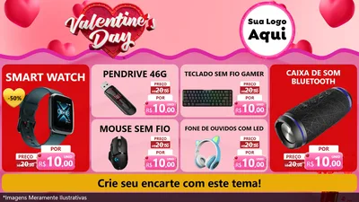 Modelo de TV para TV Horizontal com o tema Valentine's Day para Informática