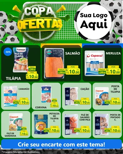 Modelo de Rede Social para Feed Instagram com o tema Copa De Ofertas para Peixaria
