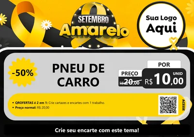Modelo de Cartaz para Cartaz A4 Horizontal com o tema Setembro Amarelo para Auto peças