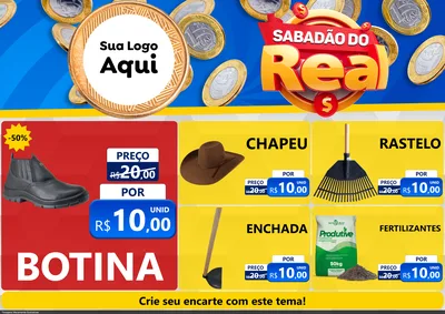 Modelo de Encarte para Encarte A4 Horizontal com o tema Sabadão do Real para Agropecuária