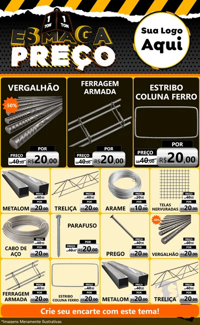 Modelo de Encarte para Encarte Grande com o tema Esmaga Preço para Ferragens