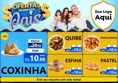 Modelo de Encarte para Encarte A4 Horizontal com o tema Ofertas do Dia dos Pais para Salgadaria