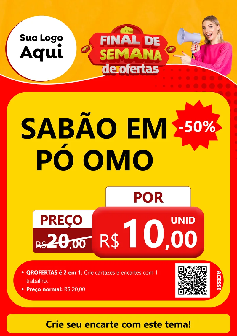 Modelo de Cartaz para Cartaz A4 Vertical com o tema Final de Semana de Ofertas para Produtos de Limpeza
