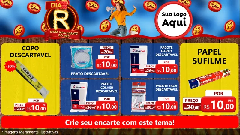 Modelo de TV para TV Horizontal com o tema Dia R - O Dia Mais Barato Do Mês para Embalagens