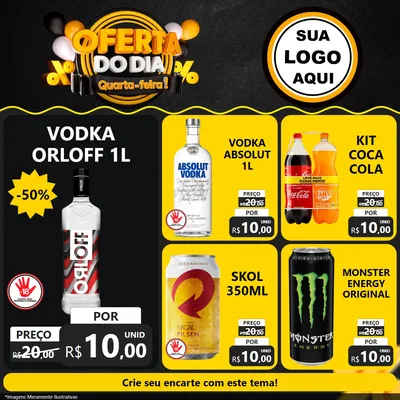 Modelo de Rede Social para Feed Facebook com o tema Oferta do Dia - Quarta Feira! para Distribuidora de bebidas