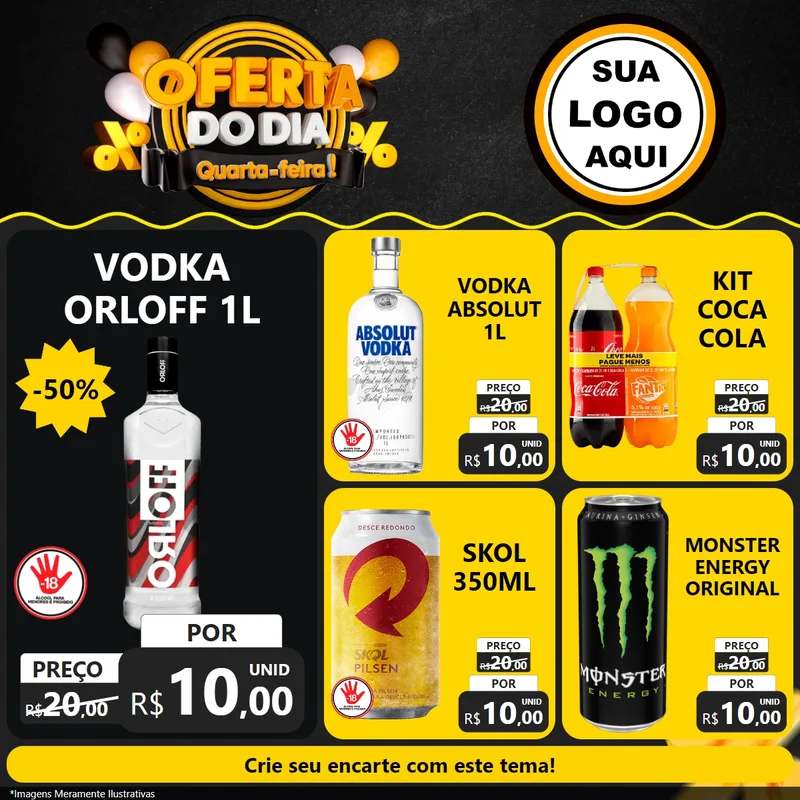Modelo de Rede Social para Feed Facebook com o tema Oferta do Dia - Quarta Feira! para Distribuidora de bebidas