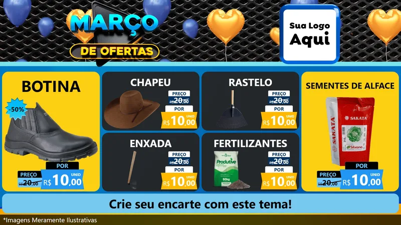 Modelo de TV para TV Horizontal com o tema Março de Ofertas para Agropecuária