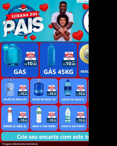 Modelo de Rede Social para Feed Instagram com o tema Semana Dos Pais para Água e gás