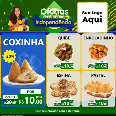 Modelo de Rede Social para Feed Facebook com o tema Ofertas da Semana da Independência para Salgadaria